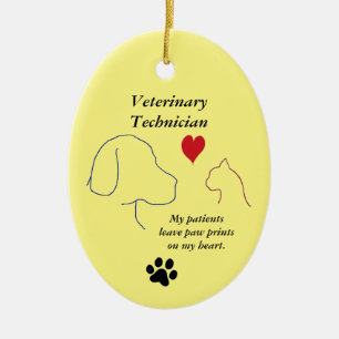 Tierarzt-Druckerei auf meinem Herz #2-gelb Keramikornament