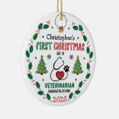 Tierarzt Erste Weihnachtsfeier Personalisierte Orn Keramik Ornament (Rechts)