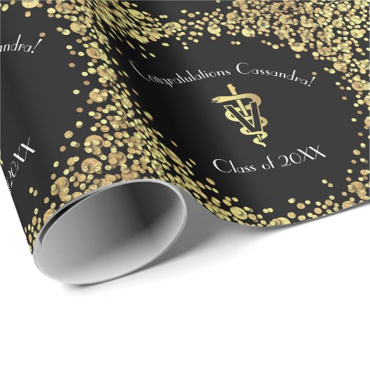 Tierarzt Gold-Abschluss Geschenkpapier (Rolleneckpunkt)
