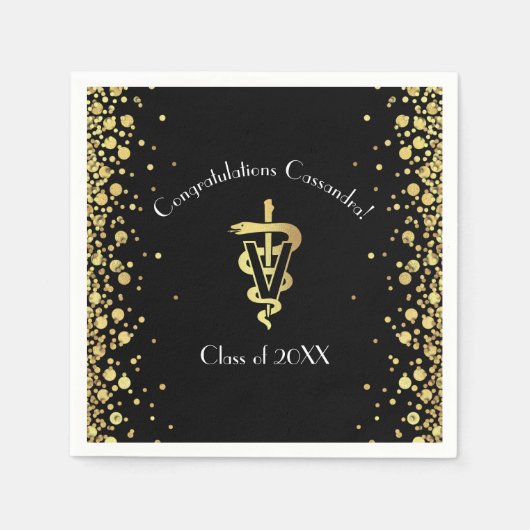 Tierarzt Gold Abschluss Serviette (Vorderseite)