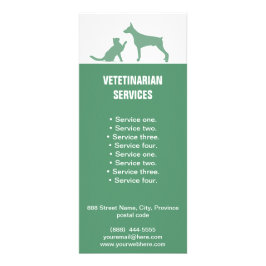 Tierarzt hält Hunde- und Katzengestellkarte Werbekarte