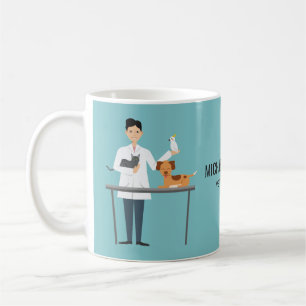 Tierarzt Mann mit Tieren & benutzerdefiniertem Tex Kaffeetasse