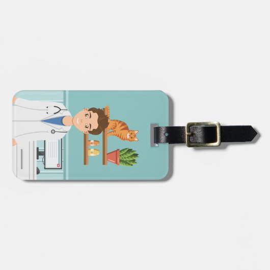 Tierarzt mit Katze Gepäckanhänger (Vorderseite horizontal)