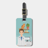 Tierarzt mit Katze Gepäckanhänger (Vorderseite vertikal)
