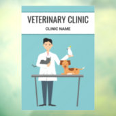 Tierarzt mit Niedlichen Tieren und Text Fensteraufkleber (Blatt 3)