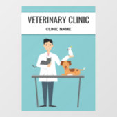 Tierarzt mit Niedlichen Tieren und Text Fensteraufkleber (Blatt)