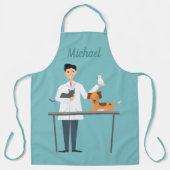 Tierarzt mit Tieren und Individuelle Name Schürze (Vorderseite)