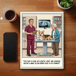 Tierarzt-Notaufnahme-Abenteuer-Cartoon Postkarte