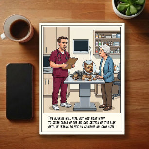 Tierarzt-Notaufnahme-Abenteuer-Cartoon Postkarte