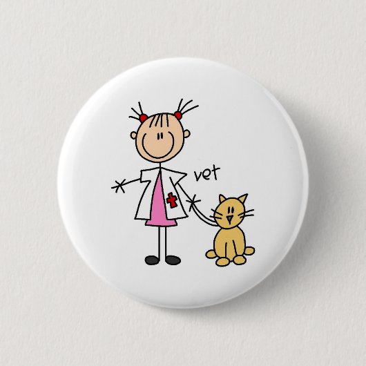 Tierarzt-Strichmännchen Button (Vorderseite)