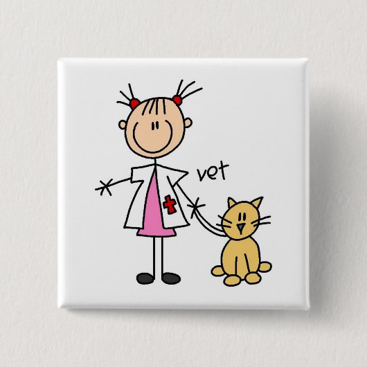 Tierarzt-Strichmännchen Button (Vorderseite)
