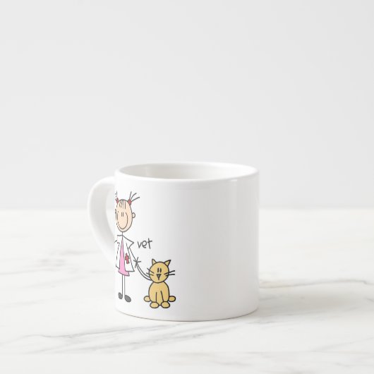 Tierarzt-Strichmännchen Espressotasse (Vorderseite Links)