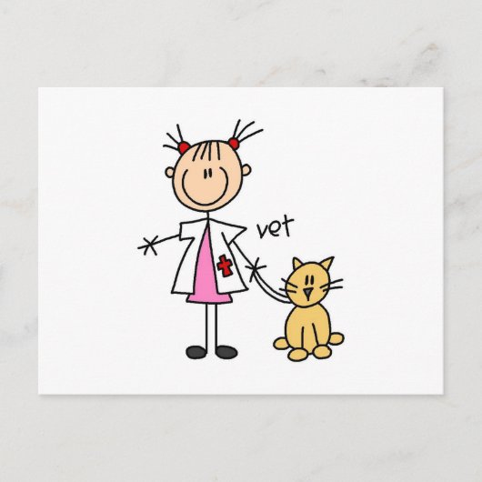 Tierarzt-Strichmännchen Postkarte (Vorderseite)