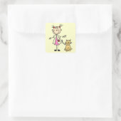 Tierarzt-Strichmännchen Quadratischer Aufkleber (Tasche)