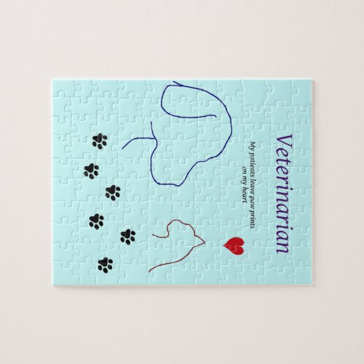 Tierarzt-Tatze Drucke auf meinem Herzen Puzzle (Horizontal)