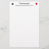 Tierarzt - Tatzen-Drucke auf meinem Herzen #2 Briefpapier (Vorderseite)