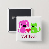 Tierarzt-Technologie-Hund u. Katze mit Herzen Button (Vorne & Hinten)
