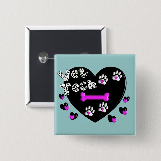 Tierarzt-Technologie SCHWARZWEISS-HERZEN Button (Vorne & Hinten)
