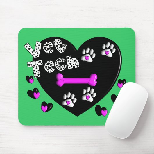 Tierarzt-Technologie SCHWARZWEISS-HERZEN Mousepad (Mit Mouse)