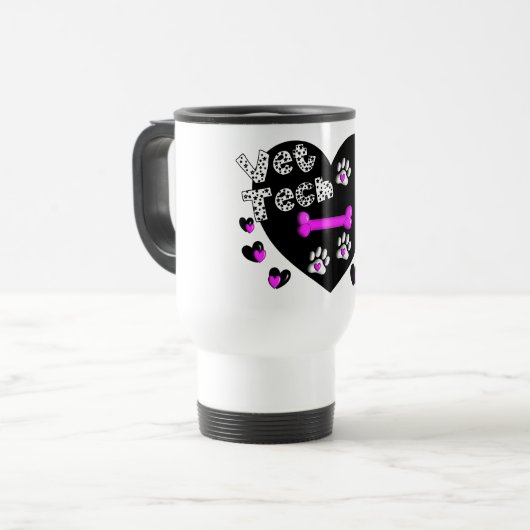 Tierarzt-Technologie SCHWARZWEISS-HERZEN Reisebecher (Vorderseite Links)