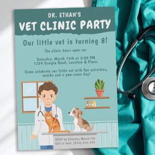 Tierarzt Tierklinik Kindergeburtstag Jungen Veteri Einladung