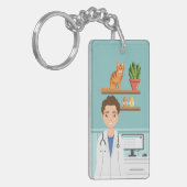 Tierarzt Tierklinik Mann mit Niedlicher Katze Schlüsselanhänger (Vorderseite links)