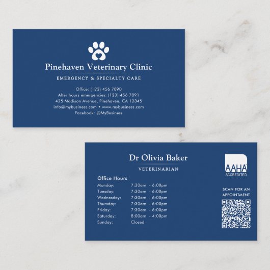 Tierarzt / Tierklinik QR-Code Visitenkarte (Vorne/Hinten)