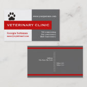 Tierarzt/Tierklinik, rotes Pfoten Visitenkarte (Vorne/Hinten)