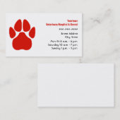 Tierarzt-u. Hundehütten-Visitenkarte - rote Tatze Visitenkarte (Vorne/Hinten)