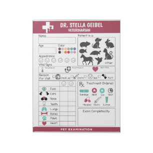 Tierarzt-Untersuchungsbögen für Rollenspiele Notizblock