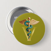 Tierarzt V Symbol des Caduceus 1 Button (Vorne & Hinten)