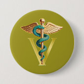 Tierarzt V Symbol des Caduceus 1 Button (Vorderseite)