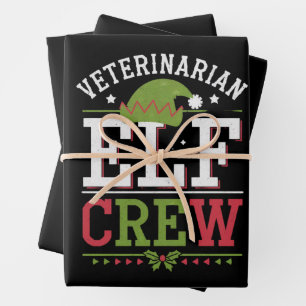 Tierarzt-Weihnachtself Tierarzttechniker Geschenkpapier Set