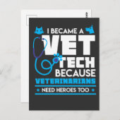 Tierärzte brauchen auch Helden - Funny Vet Tech Postkarte (Vorne/Hinten)