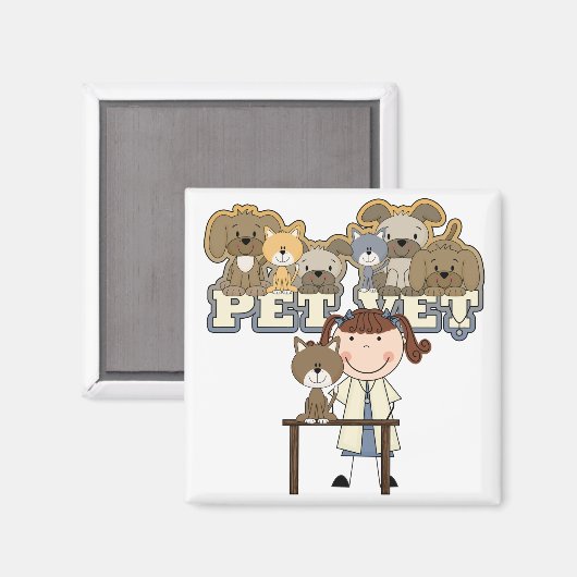 Tierärzte Brünette weibliche Kleidung und Geschenk Magnet (Vorderseite/Rückseite)