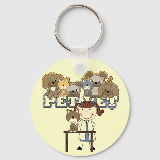 Tierärzte Brünette weibliche Kleidung und Geschenk Schlüsselanhänger (Vorderseite)