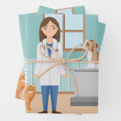 Tierärztin Blauer Tierarzt Geschenkpapier Set (Beispiel)