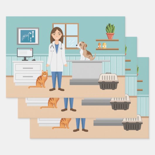 Tierärztin Blauer Tierarzt Geschenkpapier Set (Set)