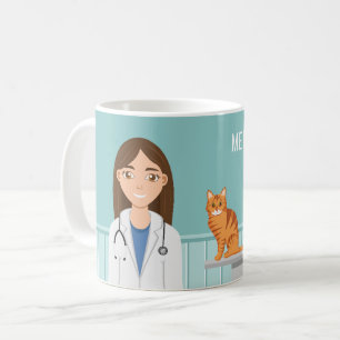 Tierärztin Frau Tierarzt Mit Katze Und Hund Kaffeetasse