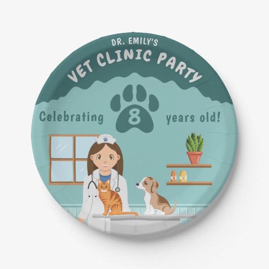 Tierärztin Klinik Tierklinik Geburtstag Pappteller (Vorderseite)