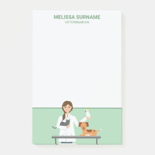 Tierärztin mit niedlichen Tieren & Ihrem Text Post-it Klebezettel