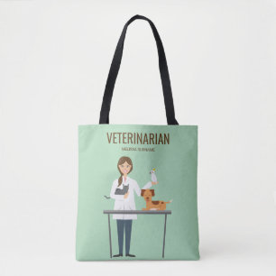 Tierärztin mit Tieren und individuellem Text Tasche