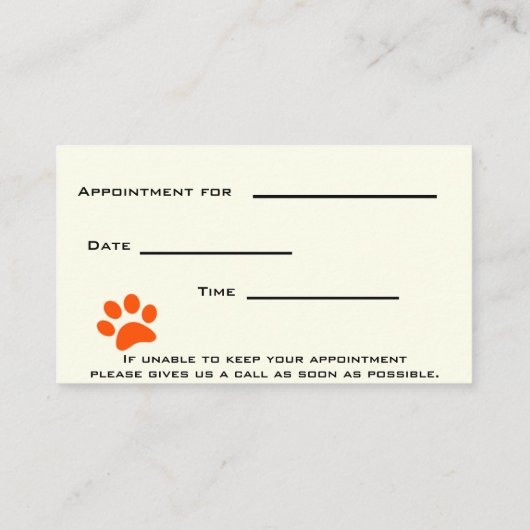 Tierärztin Terminkarte (Rückseite)