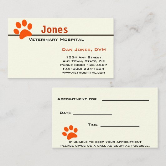 Tierärztin Terminkarte (Vorne/Hinten)