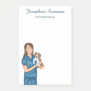 Tierärztin Tierärztin Tierärztin Frau mit einem We Post-it Klebezettel