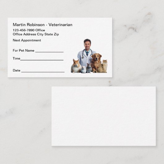 Tierärztliche Betreuung - Visitenkarten Terminkarte (Vorne/Hinten)