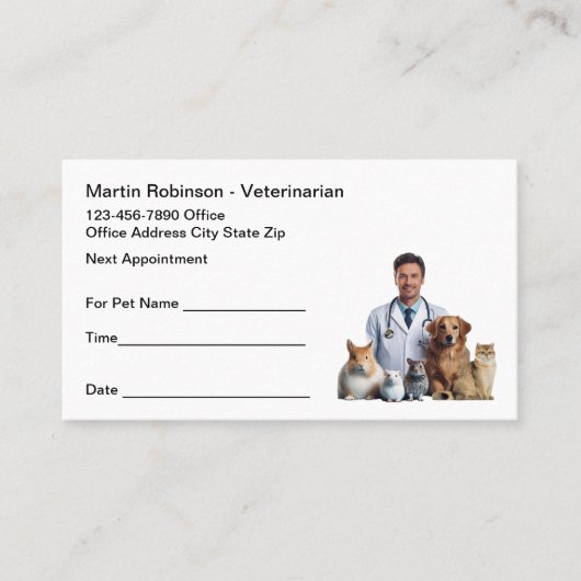 Tierärztliche Betreuung - Visitenkarten Terminkarte (Vorderseite)