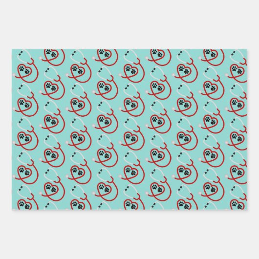 Tierärztliche Drucke und Stethoscope Geschenkpapier Set (Vorderseite 2)