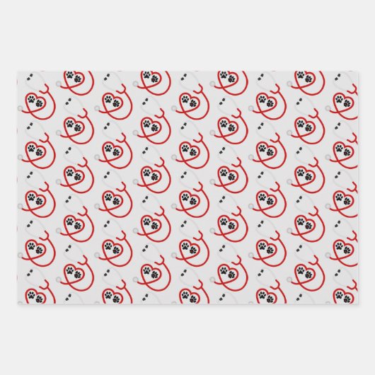 Tierärztliche Drucke und Stethoscope Geschenkpapier Set (Vorderseite)