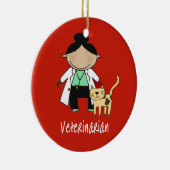 Tierärztliche Frau mit der Katze personalisiert Keramik Ornament (Rechts)